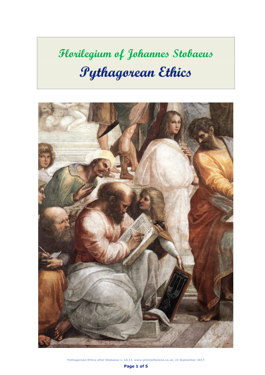 Pythagorean Ethics After Stobaeus V