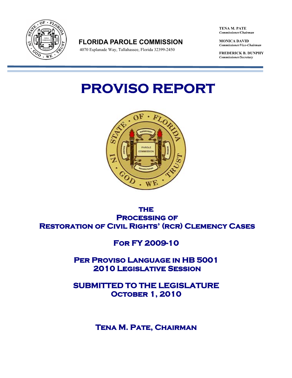 FY 2009-10 Proviso Report