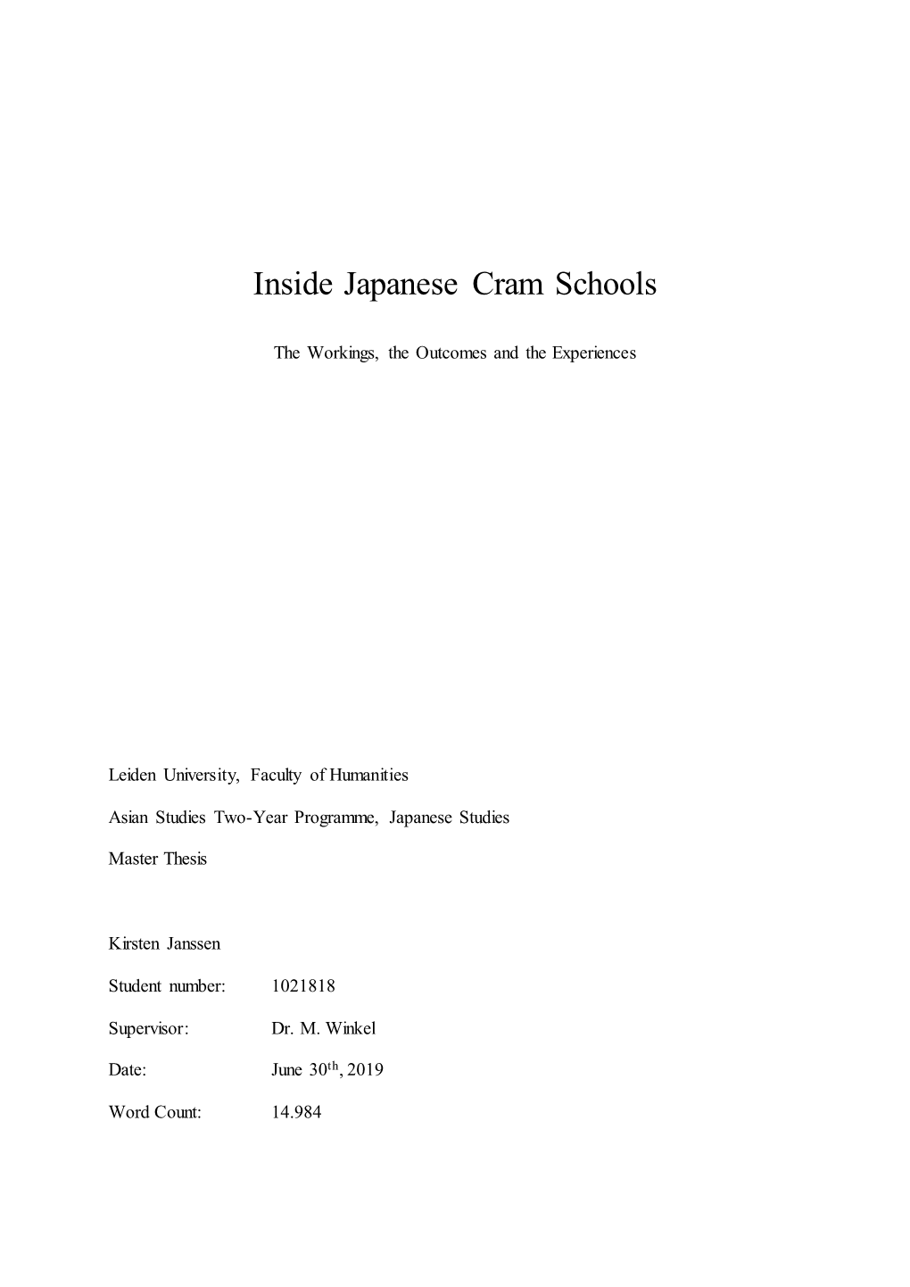 Inside Japanese Cram Schools