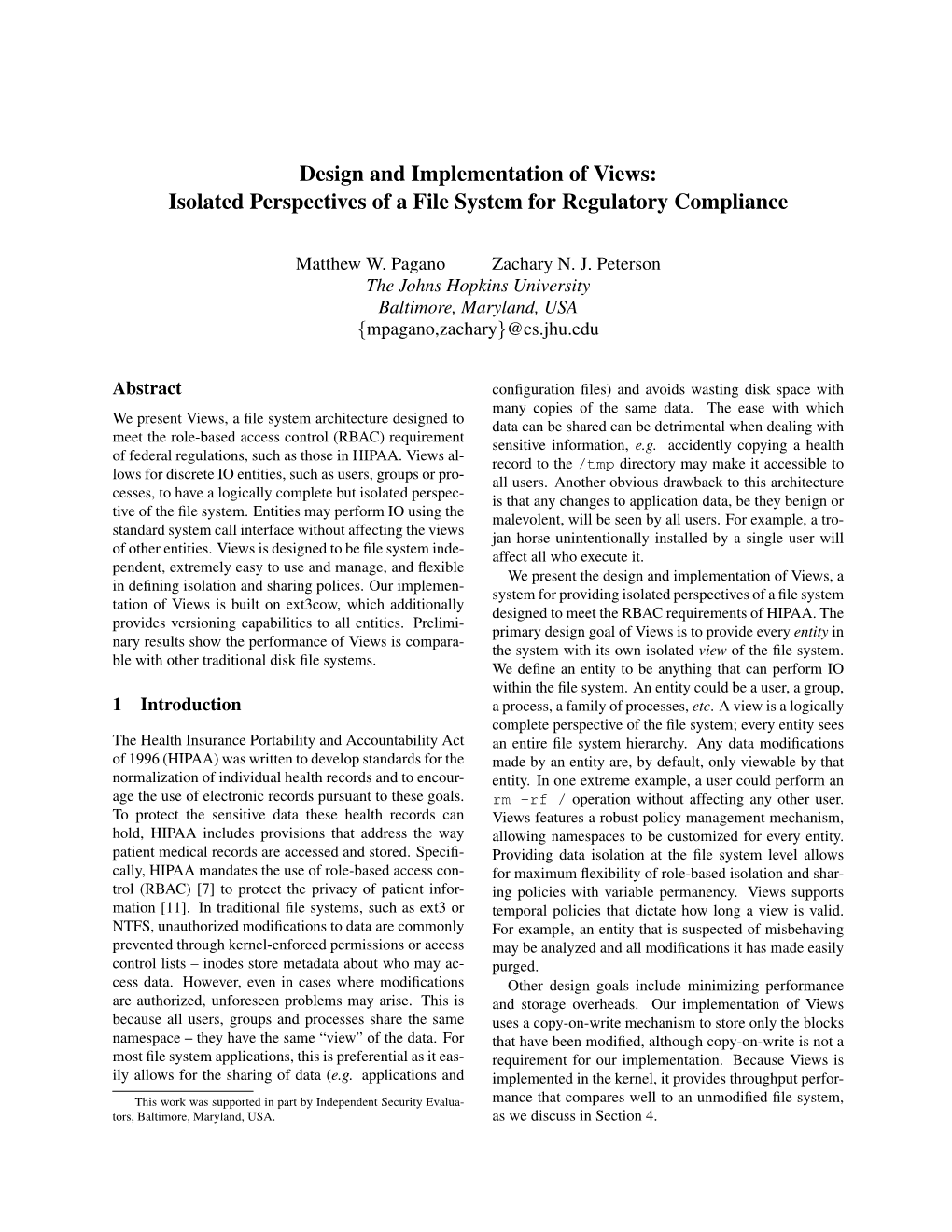 Isolated Perspectives of a File System for Regulatory Compliance