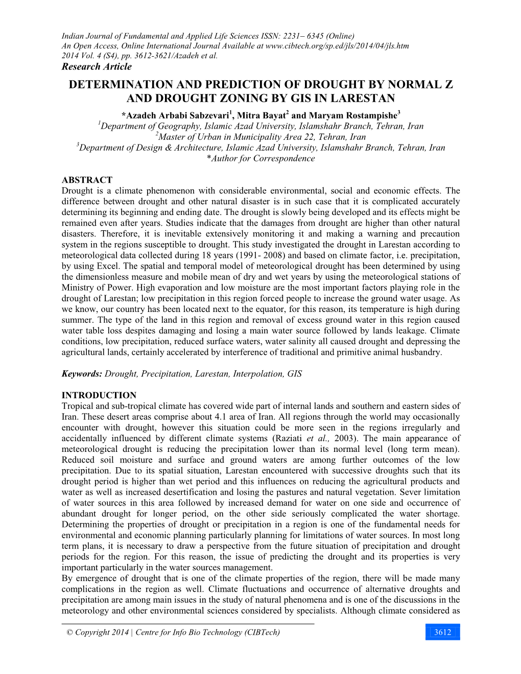 Determination and Prediction of Drought by Normal Z And