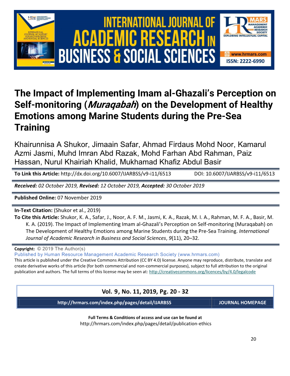 The Impact of Implementing Imam Al-Ghazali's Perception on Self