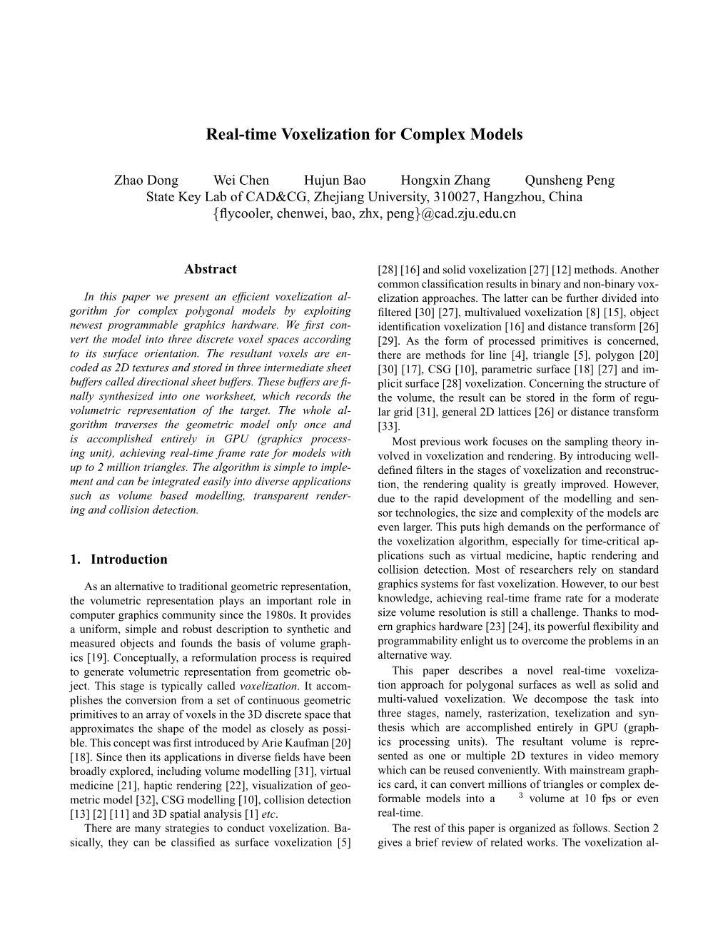 Real-Time Voxelization for Complex Models