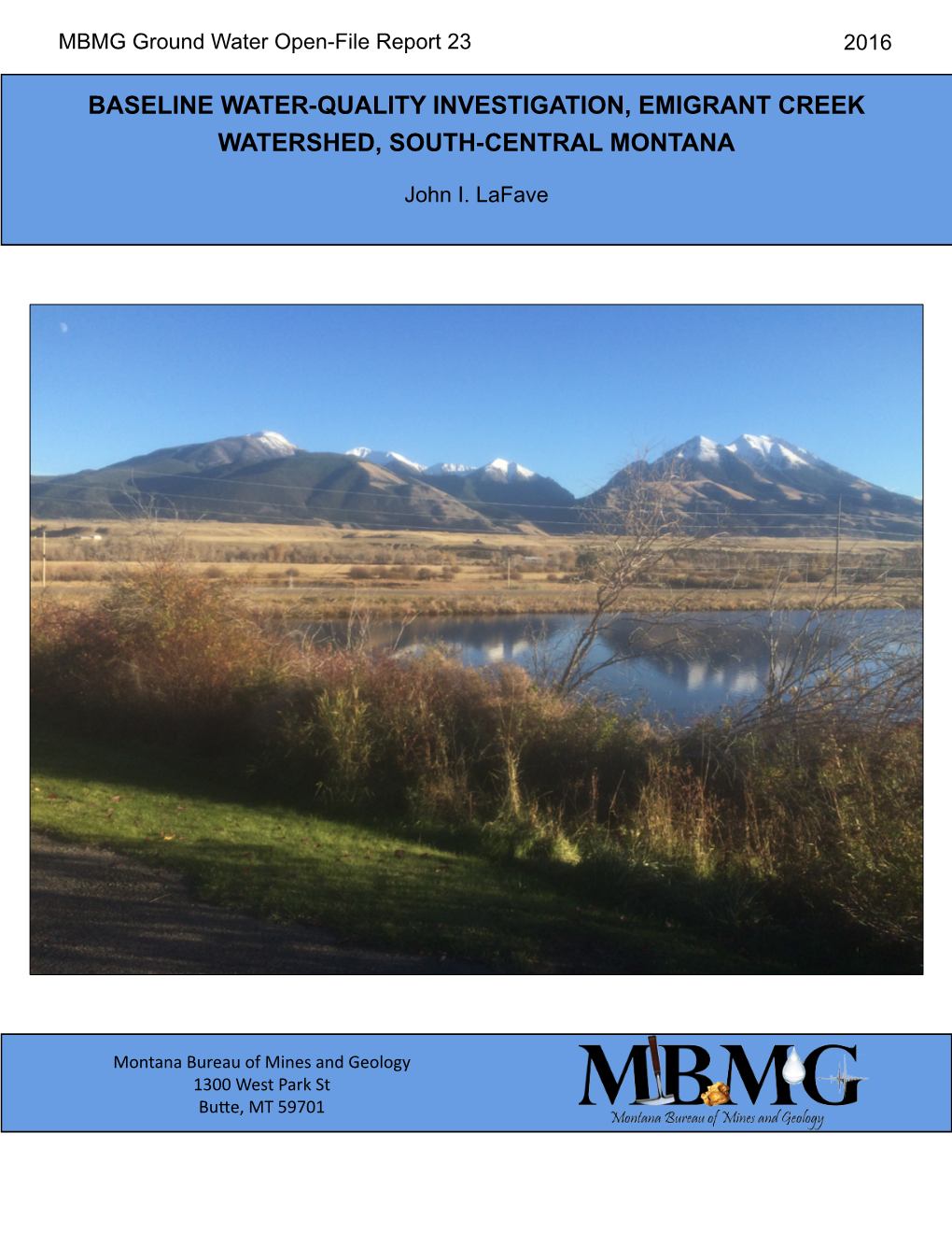 Baseline Water-Quality Investigation, Emigrant Creek Watershed, South-Central Montana