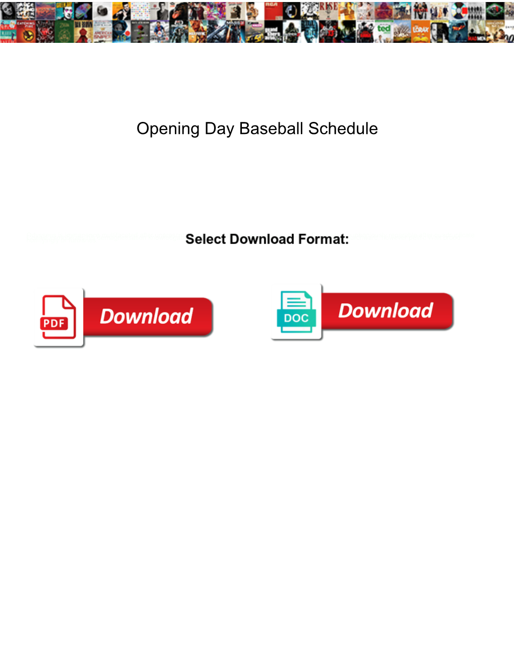 Opening Day Baseball Schedule