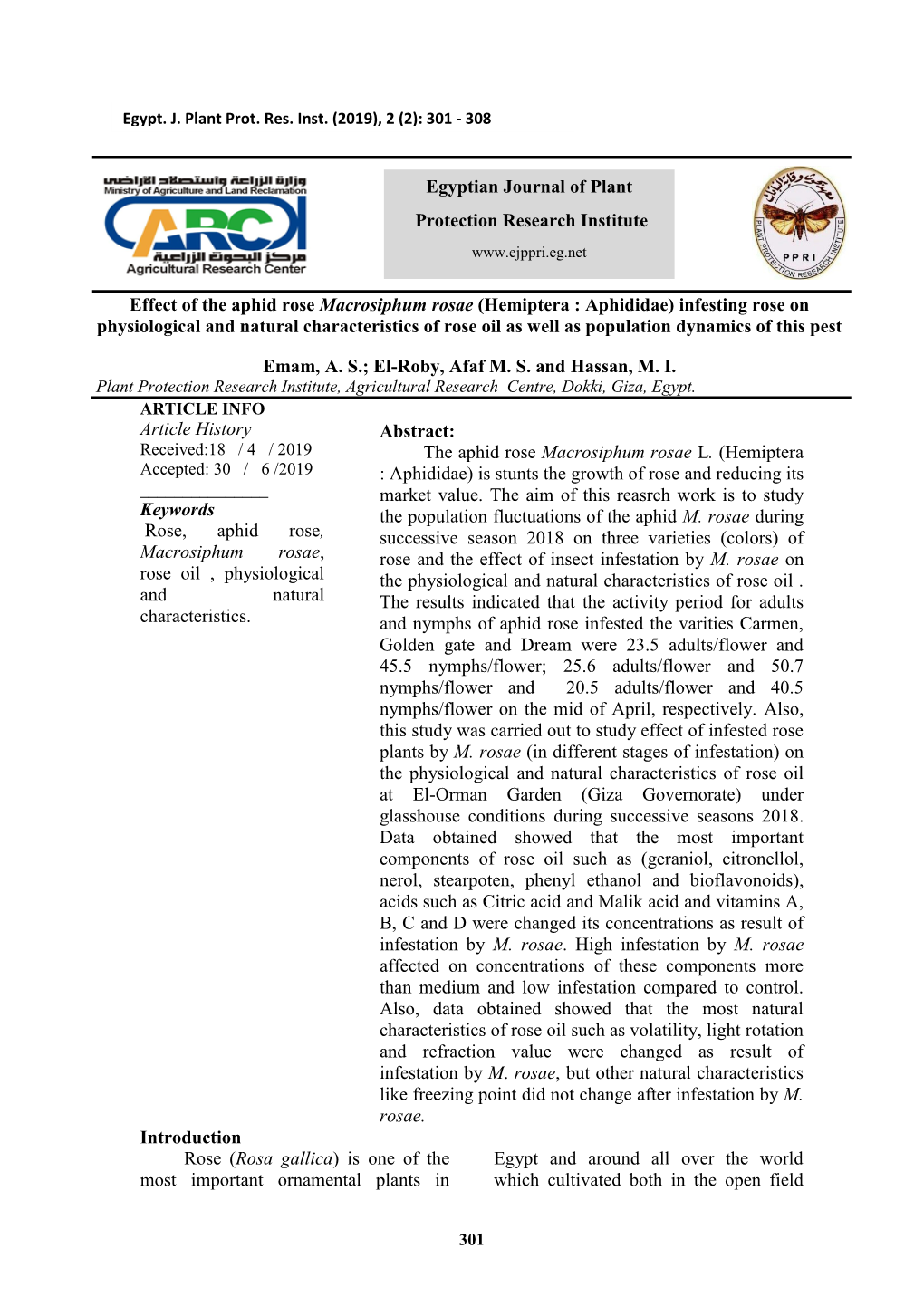 Article History Keywords Rose, Aphid Rose, Macrosiphum Rosae, Rose Oil