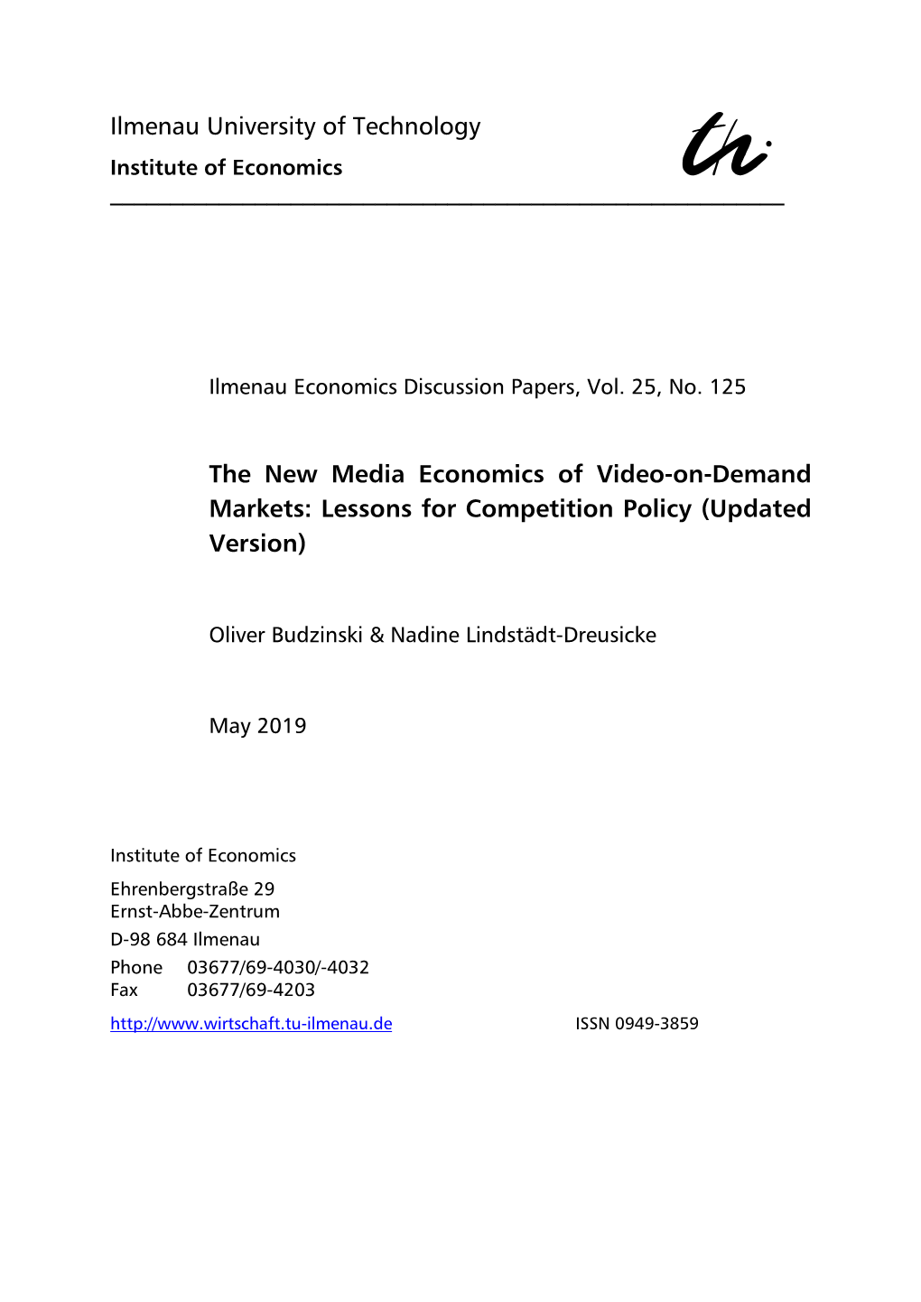 The New Media Economics of Video-On-Demand Markets: Lessons for Competition Policy (Updated Version)