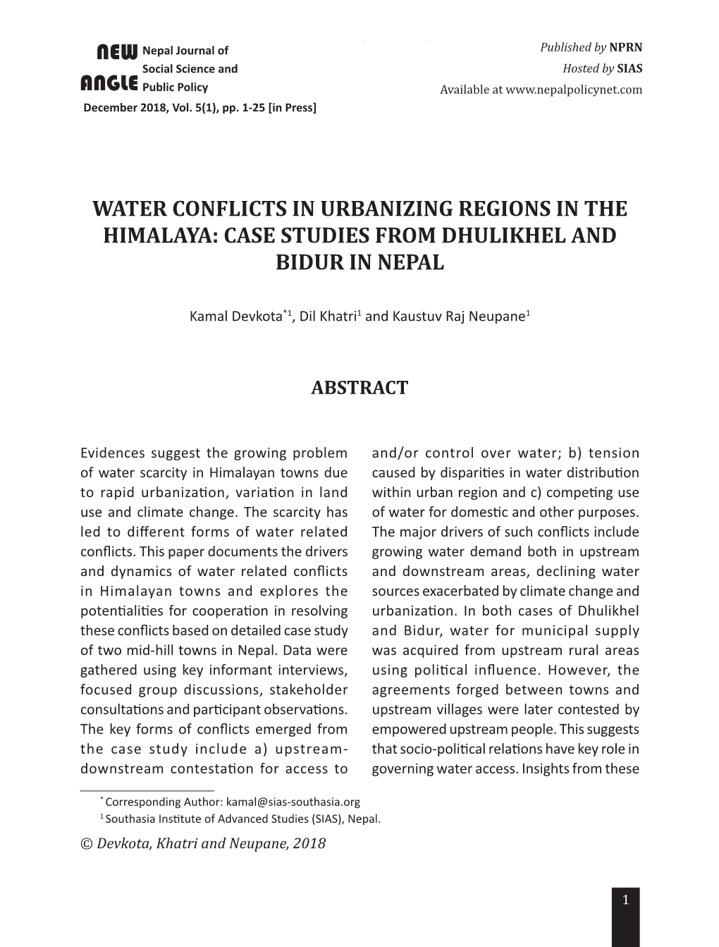 New Angle Water Conflicts in Urbanizing Regions in The