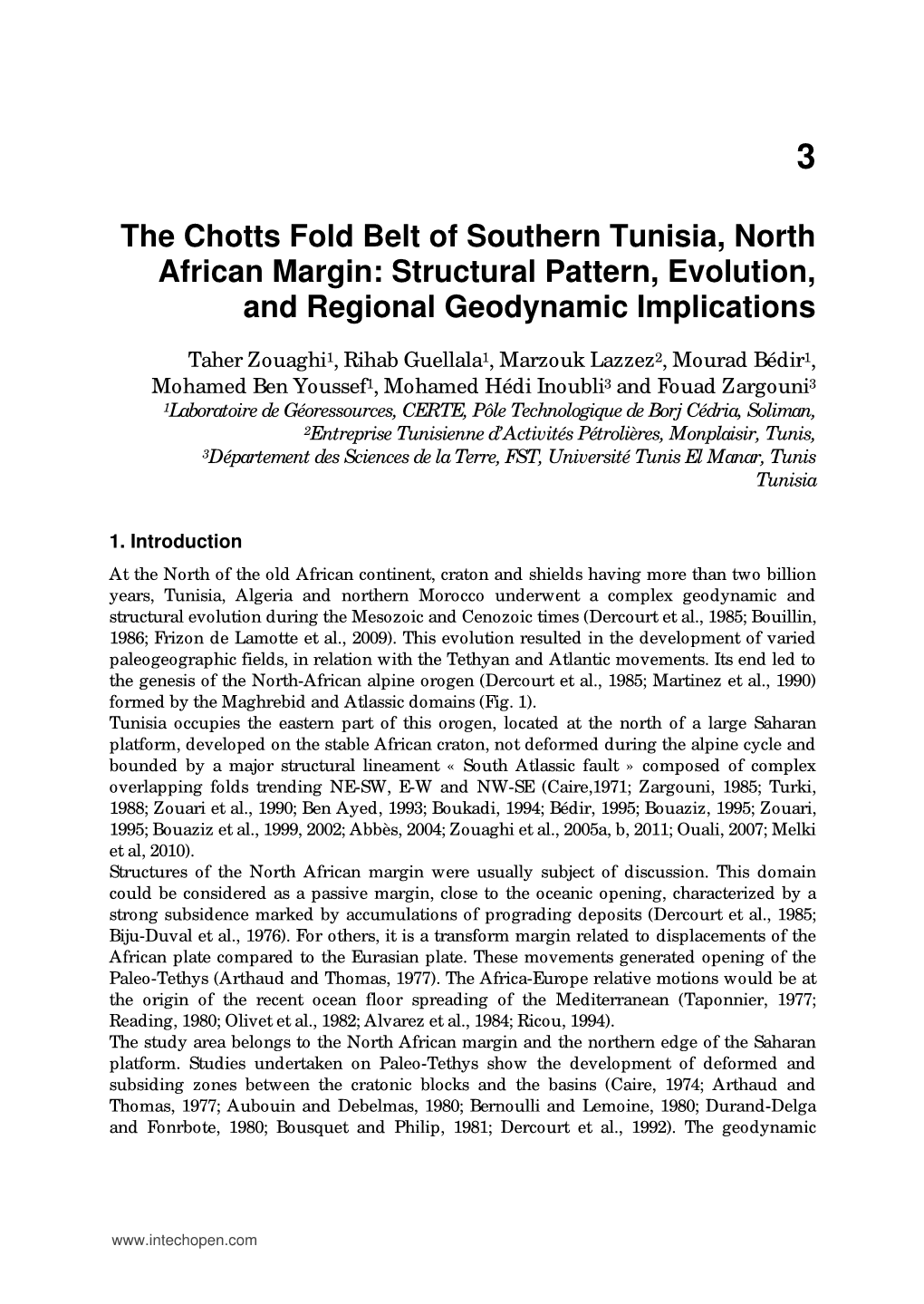 The Chotts Fold Belt of Southern Tunisia, North African Margin: Structural Pattern, Evolution, and Regional Geodynamic Implications