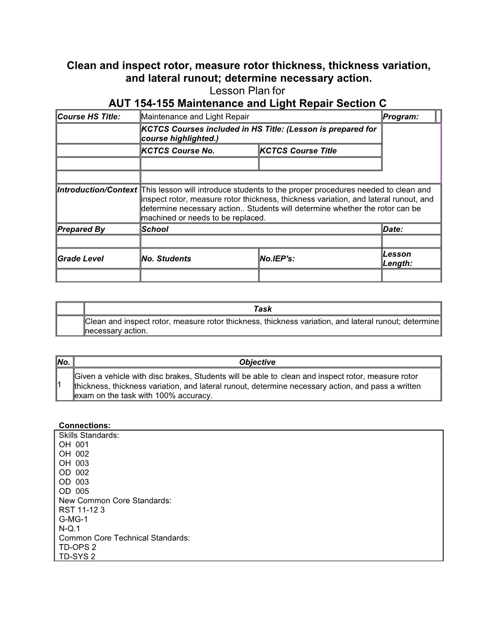 AUT 154-155Maintenance and Light Repair Section C