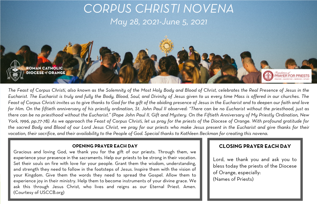 RCBO Corpus Christi Novena 2021 English