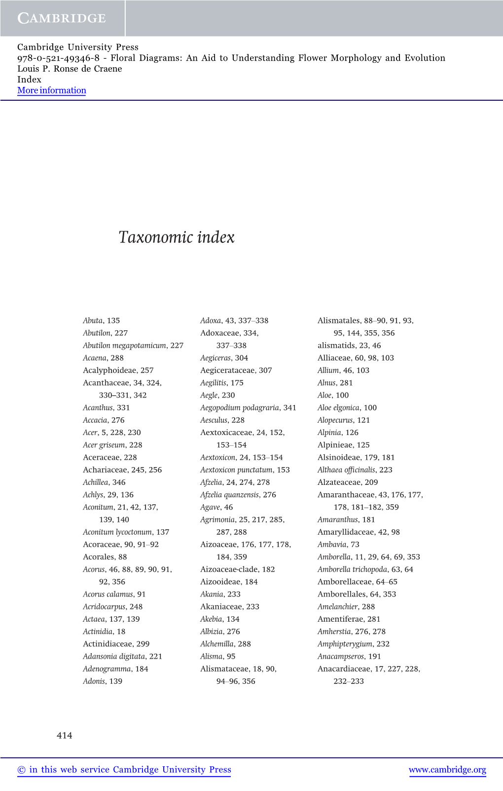 Taxonomic Index