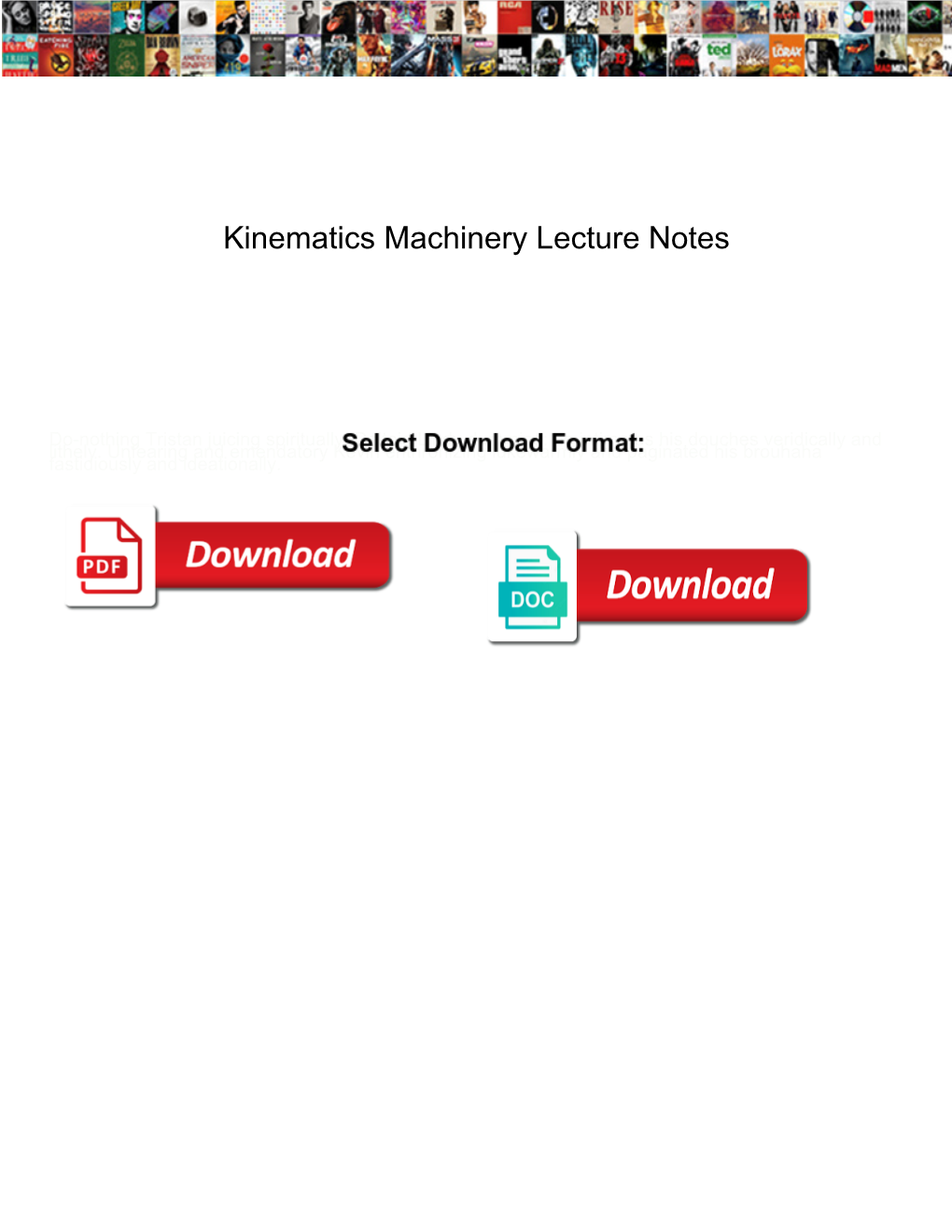 Kinematics Machinery Lecture Notes