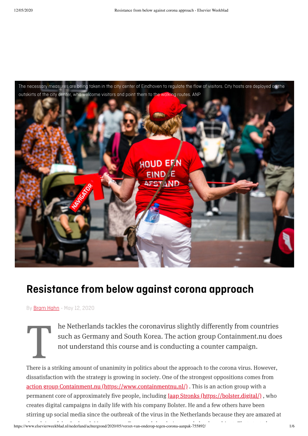 Resistance from Below Against Corona Approach - Elsevier Weekblad