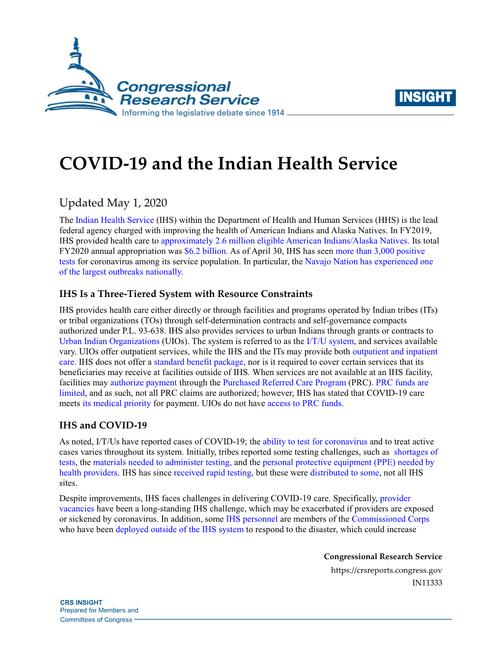 COVID-19 and the Indian Health Service