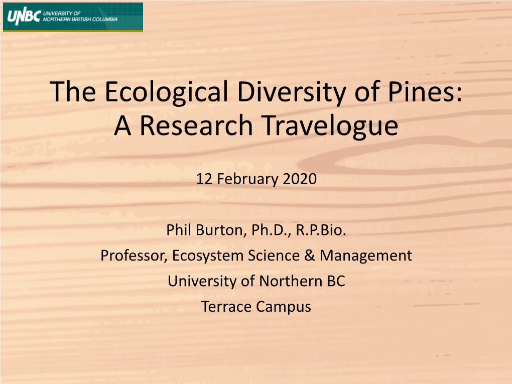 The Ecological Diversity of Pines: a Research Travelogue