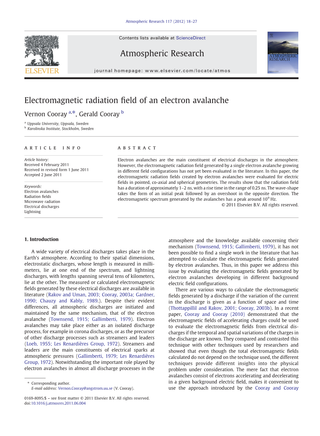 Electromagnetic Radiation Field of an Electron Avalanche