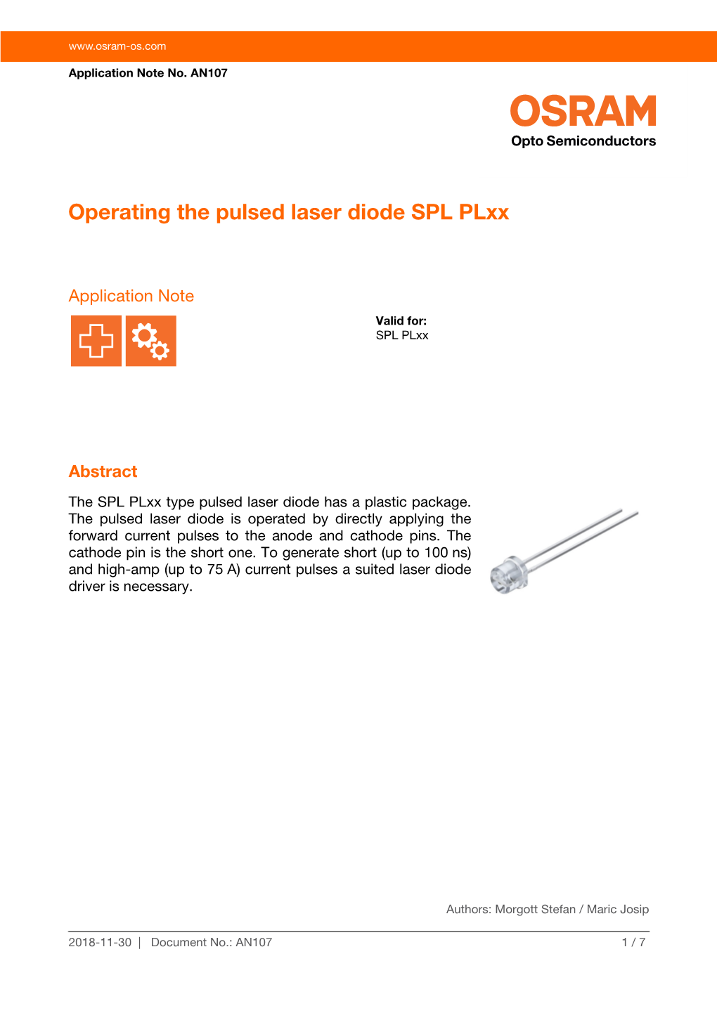 Operating the Pulsed Laser Diode SPL Plxx