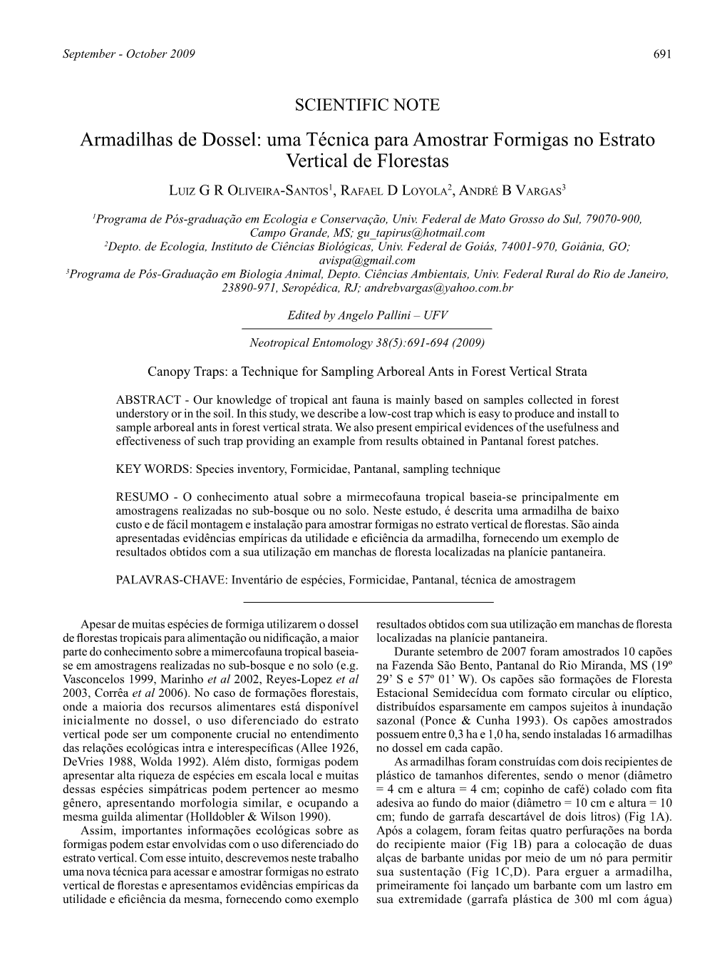 Armadilhas De Dossel: Uma Técnica Para Amostrar Formigas No Estrato Vertical De Florestas