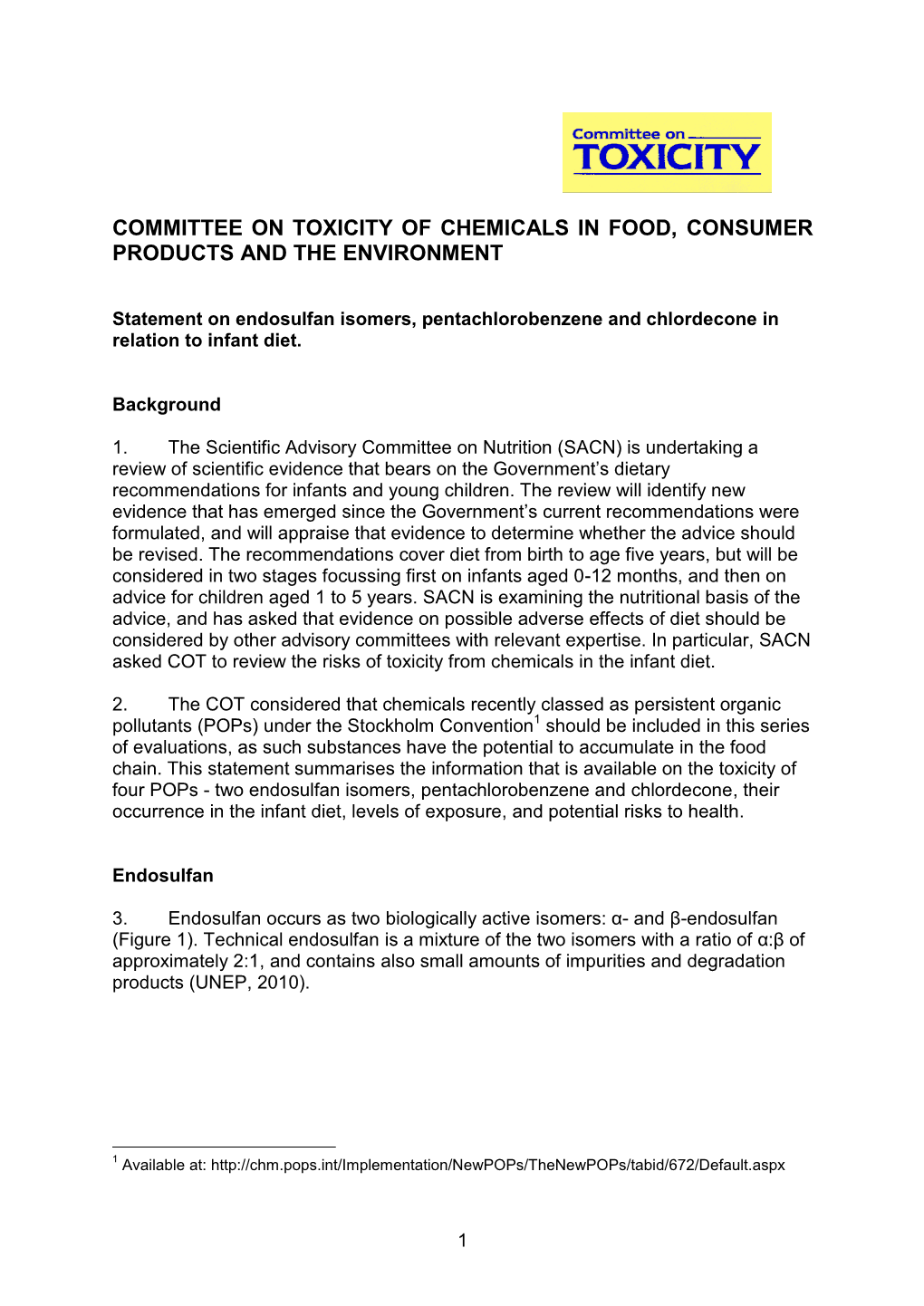 Committee on Toxicity of Chemicals in Food, Consumer Products and the Environment