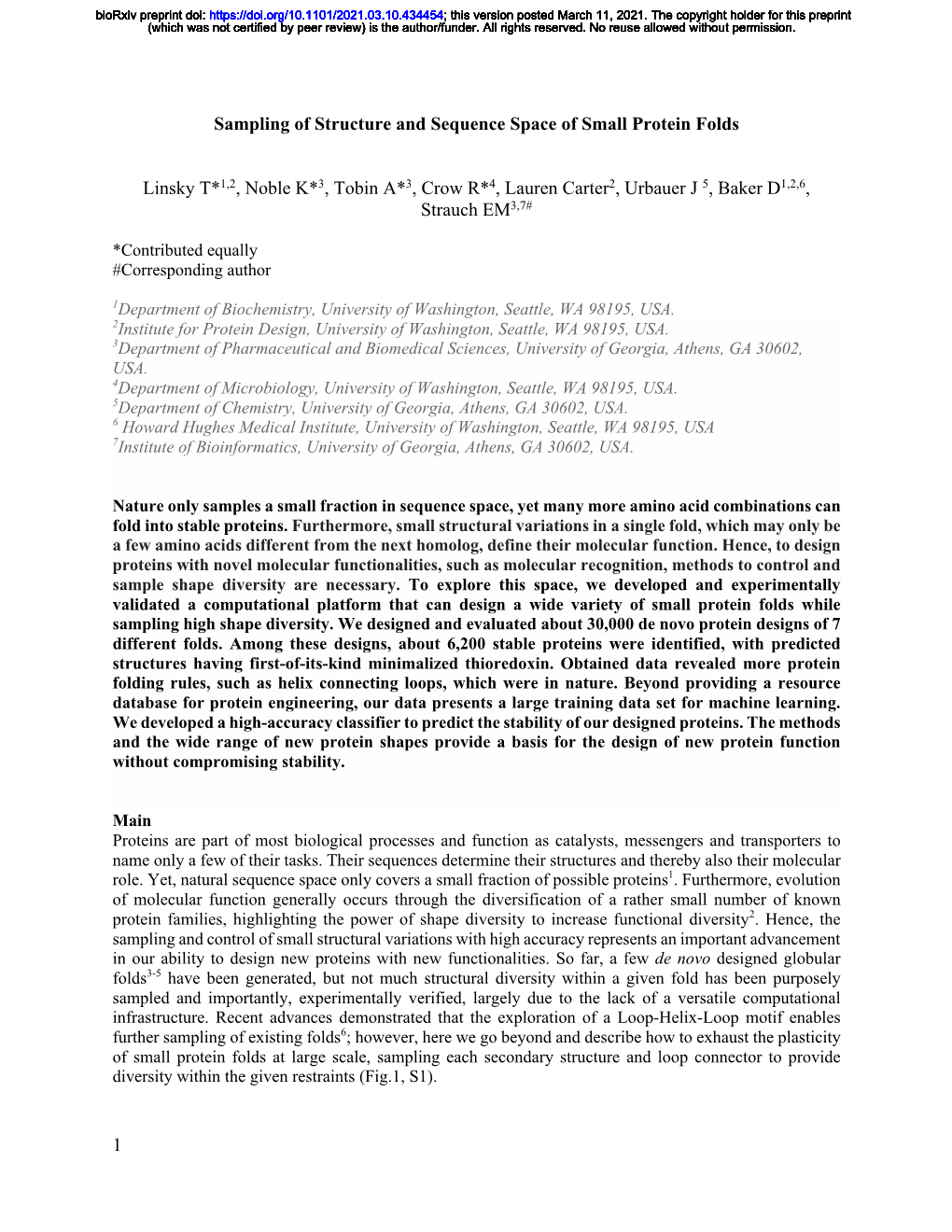 Sampling of Structure and Sequence Space of Small Protein Folds