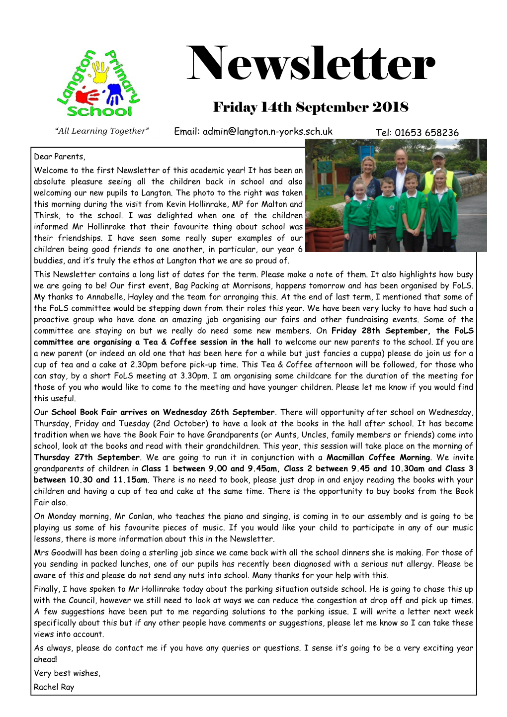 Newsletter Friday 14Th September 2018