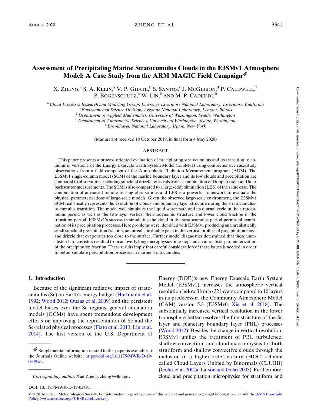 Assessment of Precipitating Marine Stratocumulus Clouds in the E3smv1 Atmosphere Model: a Case Study from the ARM MAGIC Field Campaign