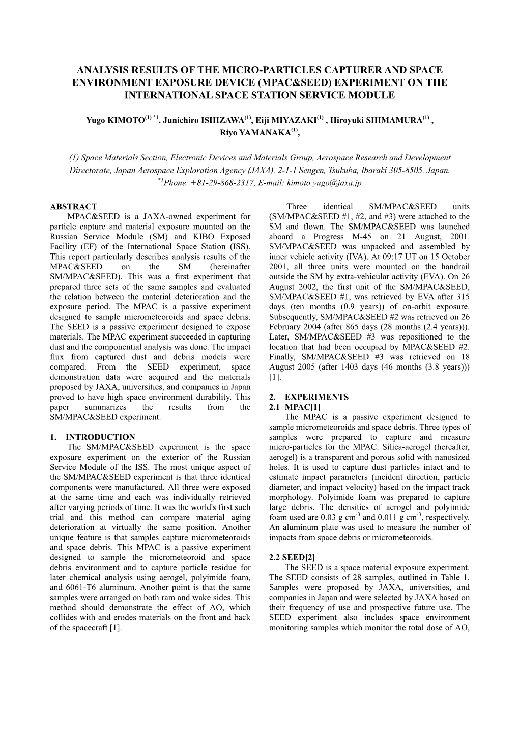 Analysis Results of Micro-Particles Captu