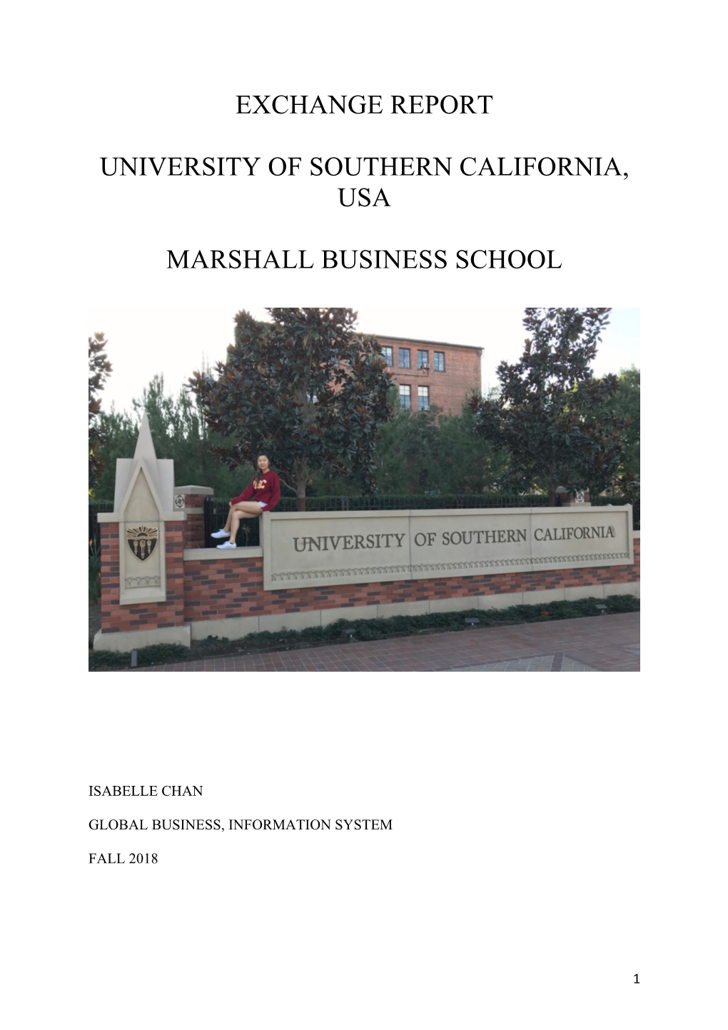 Exchange Report University of Southern California, Usa