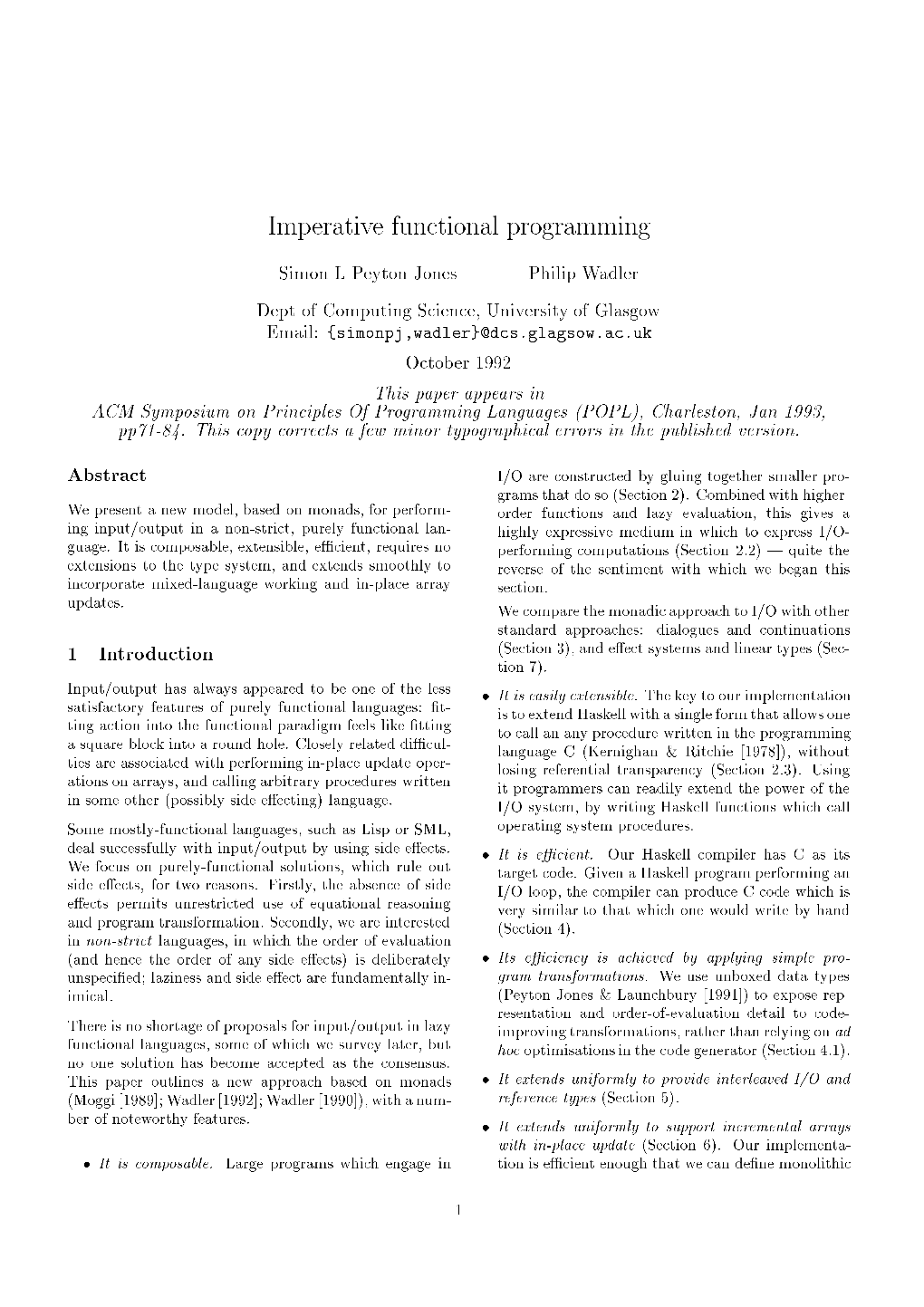 Imperative Functional Programming