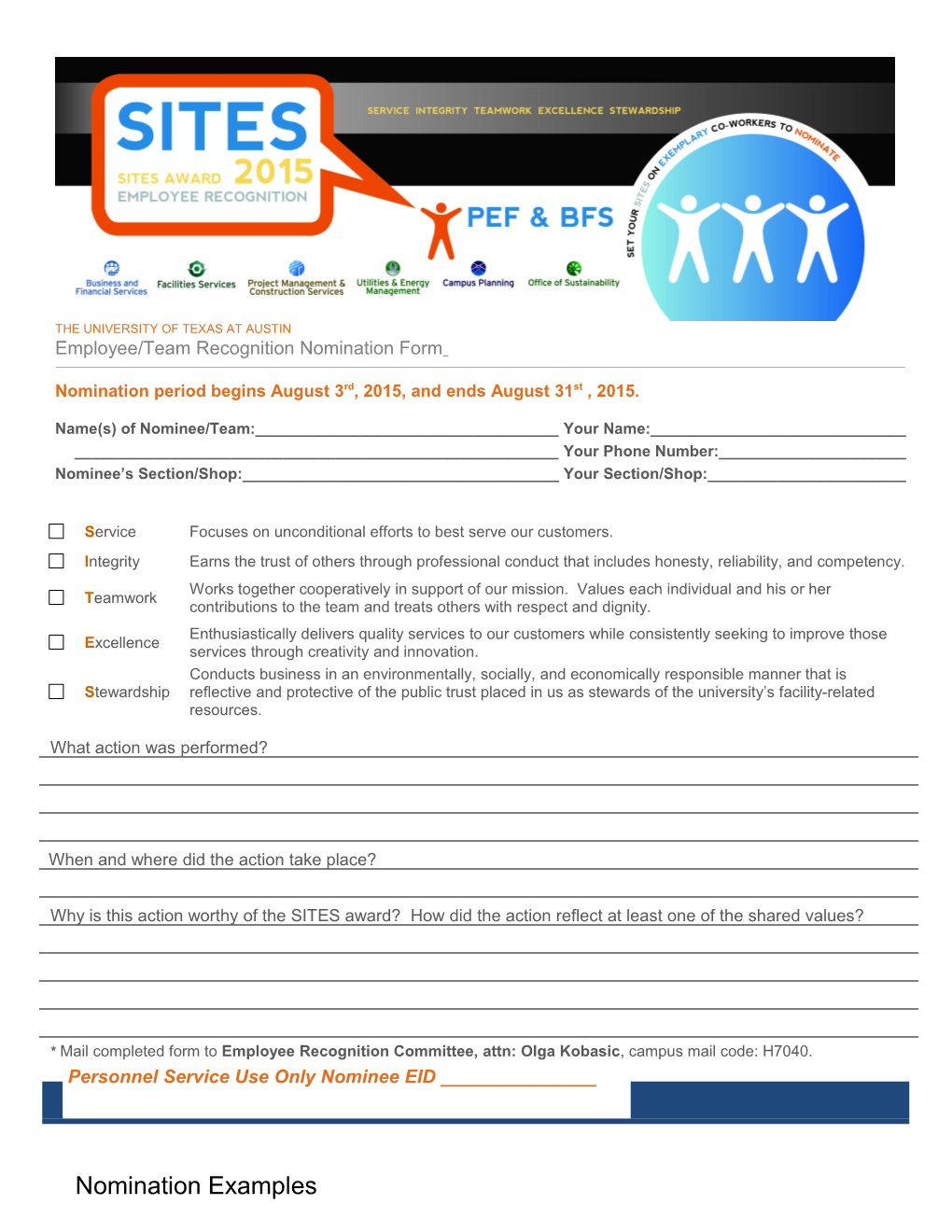 SITES 2014 - Nomination Form Print