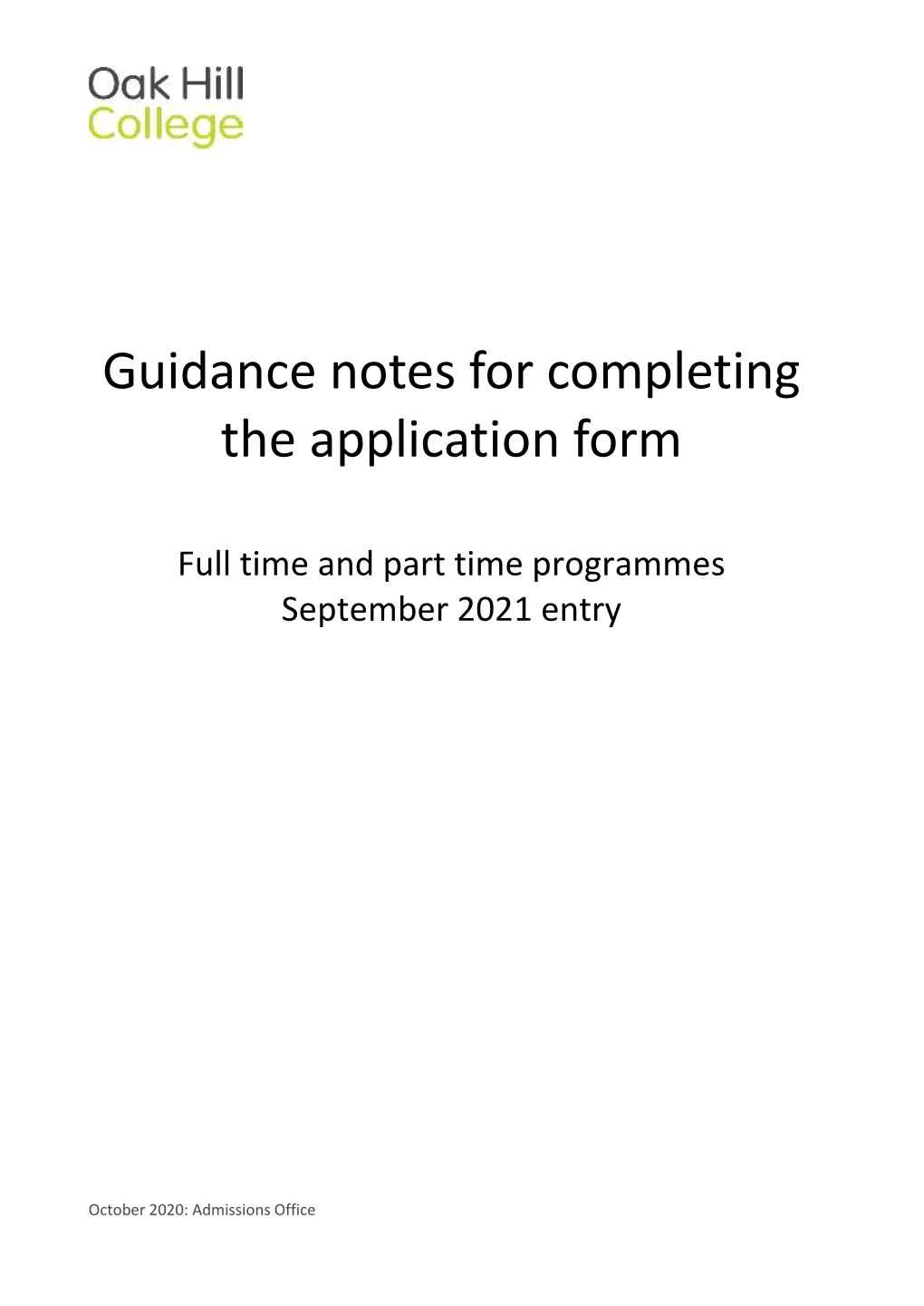 Guidance Notes for Completing the Application Form