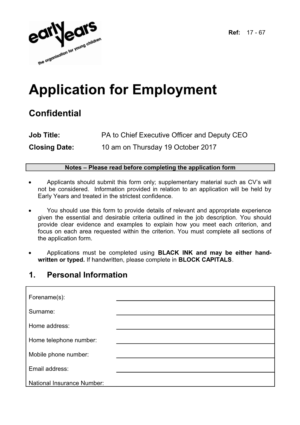 Application for Employment s88