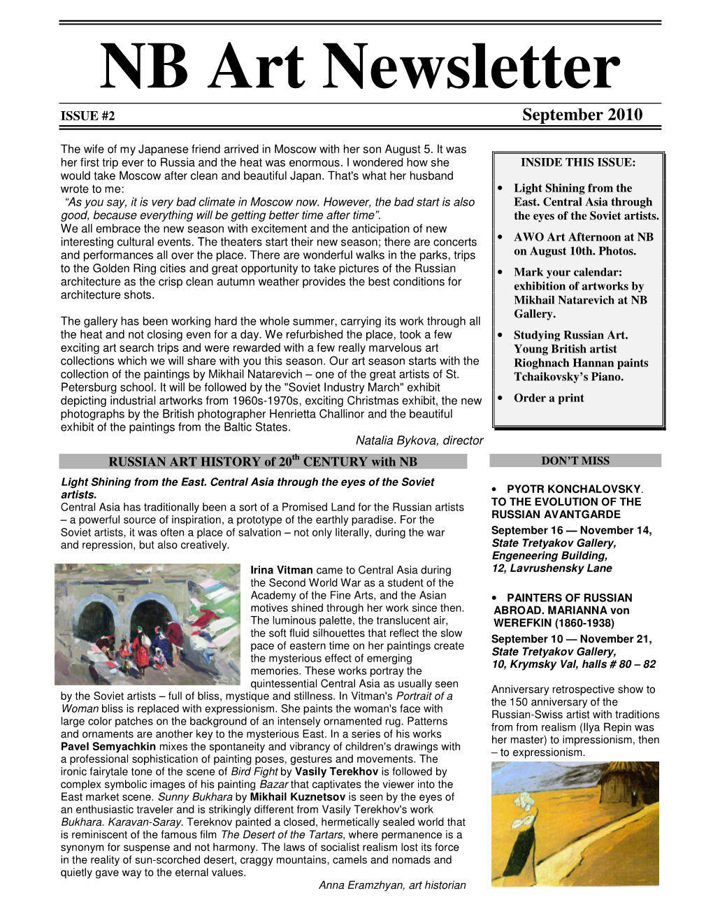 NB Art Newsletter ISSUE #2 September 2010