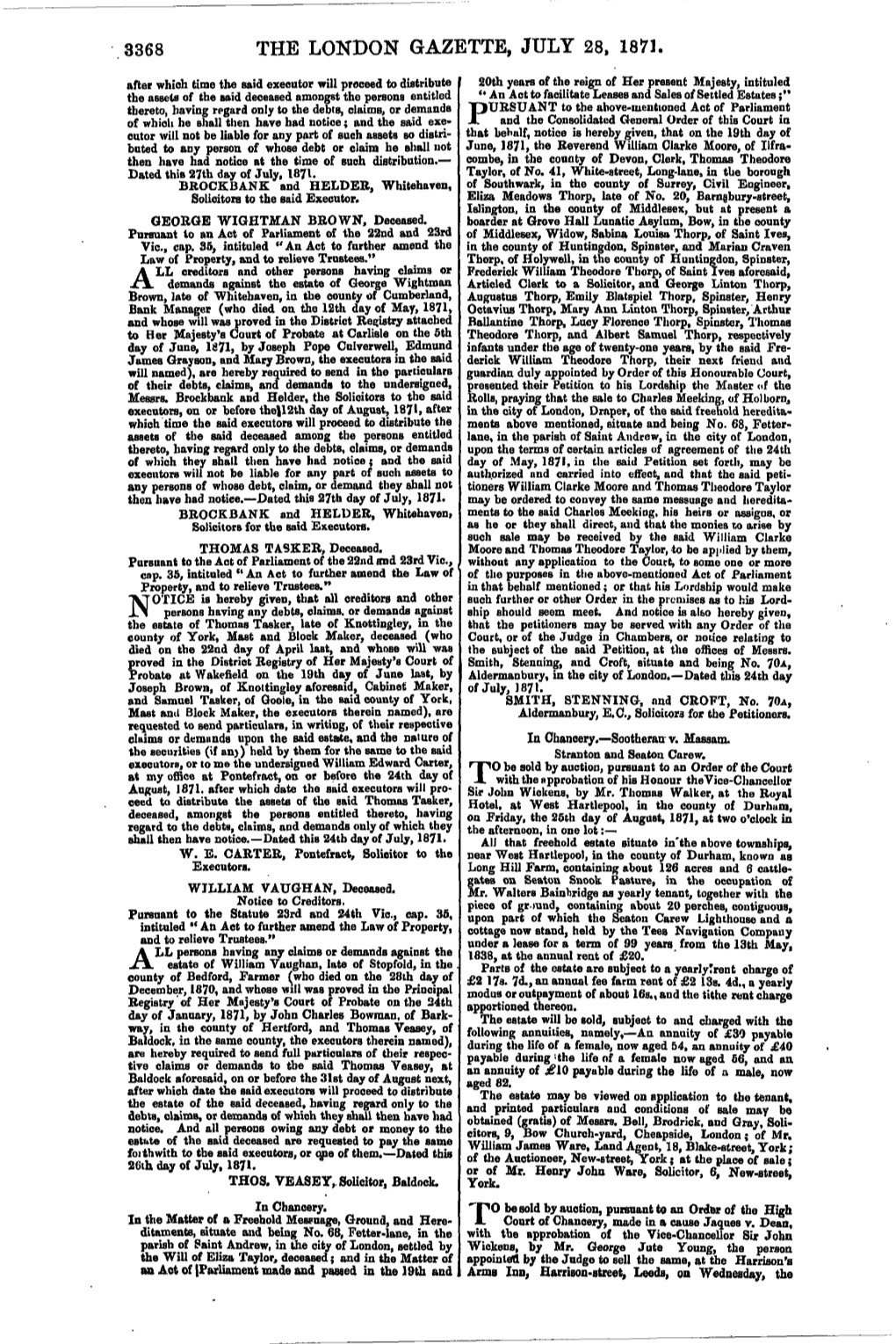 The London Gazette, July 28, 1871