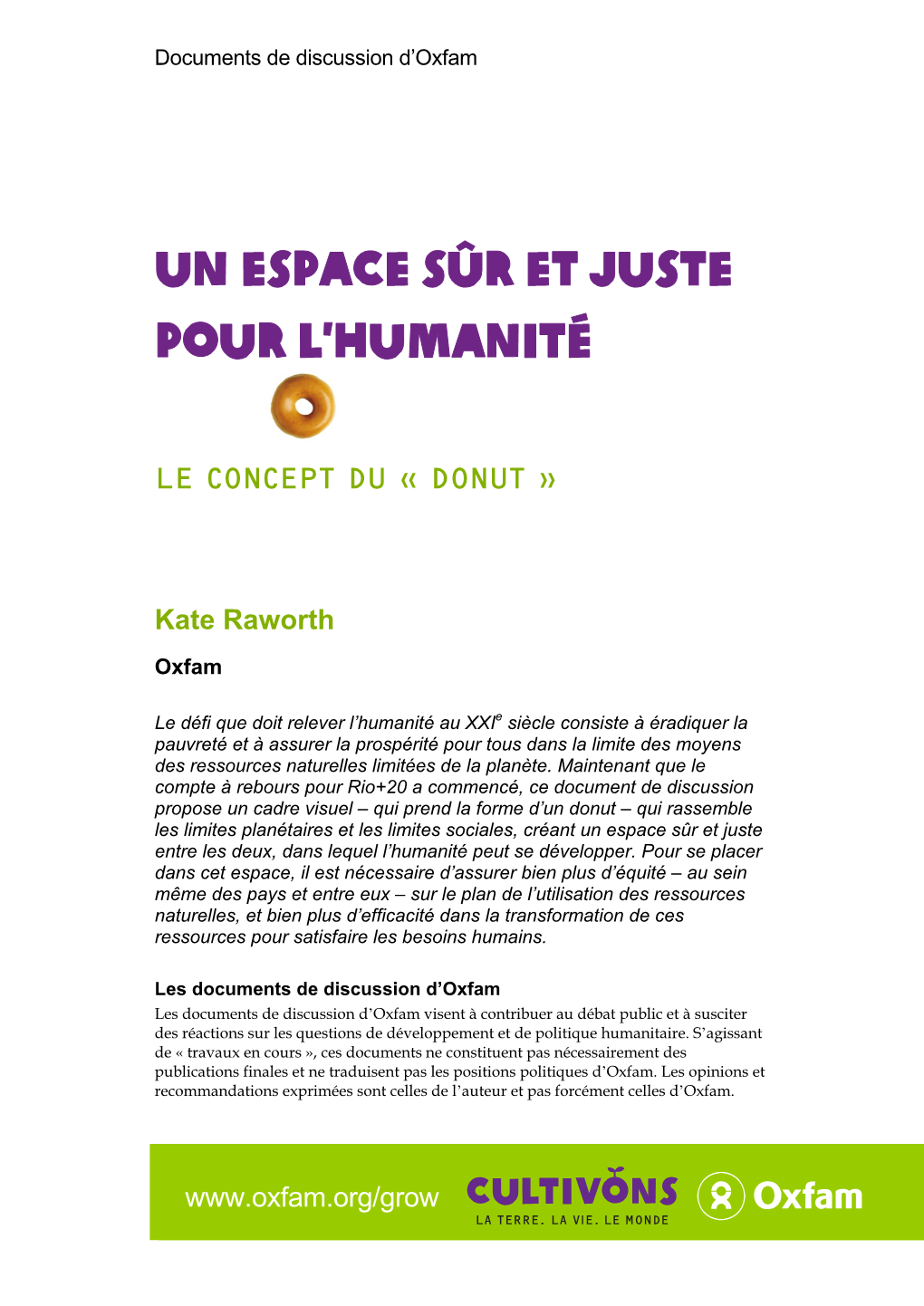 Un Espace Sûr Et Juste Pour L'humanité : Le Concept Du « Donut »