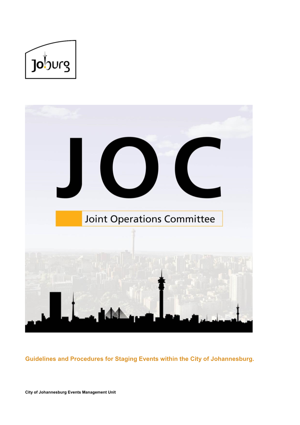 City JOC Guidelines and Procedures for Staging Events Within the City Of