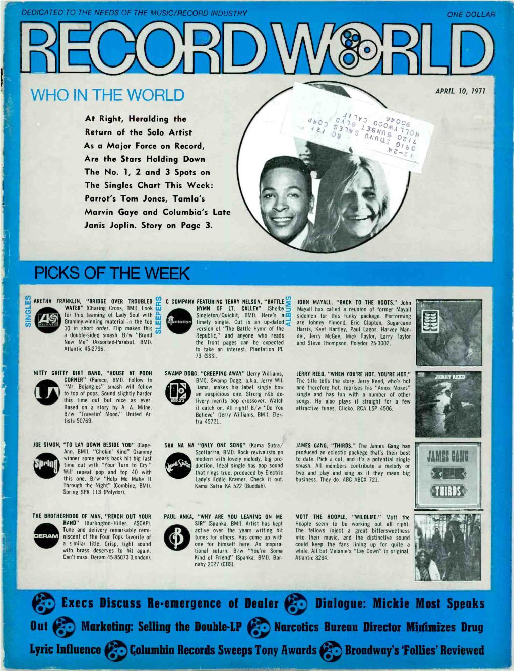 Fill WHO in HE WORLD APRIL 10, 1971