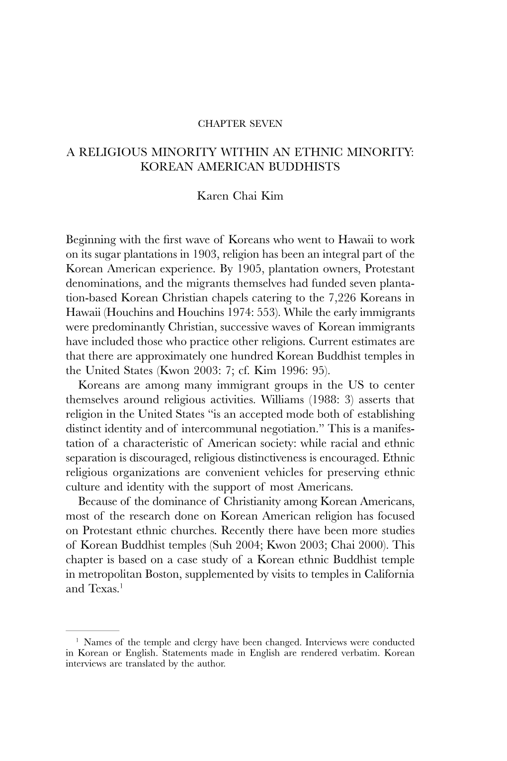 A Religious Minority Within an Ethnic Minority: Korean American Buddhists