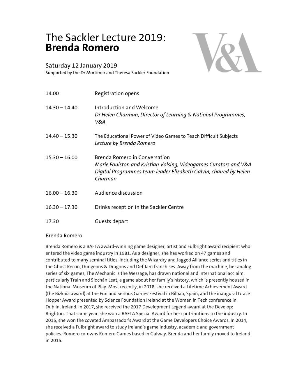 Sackler Lecture Brenda Romero