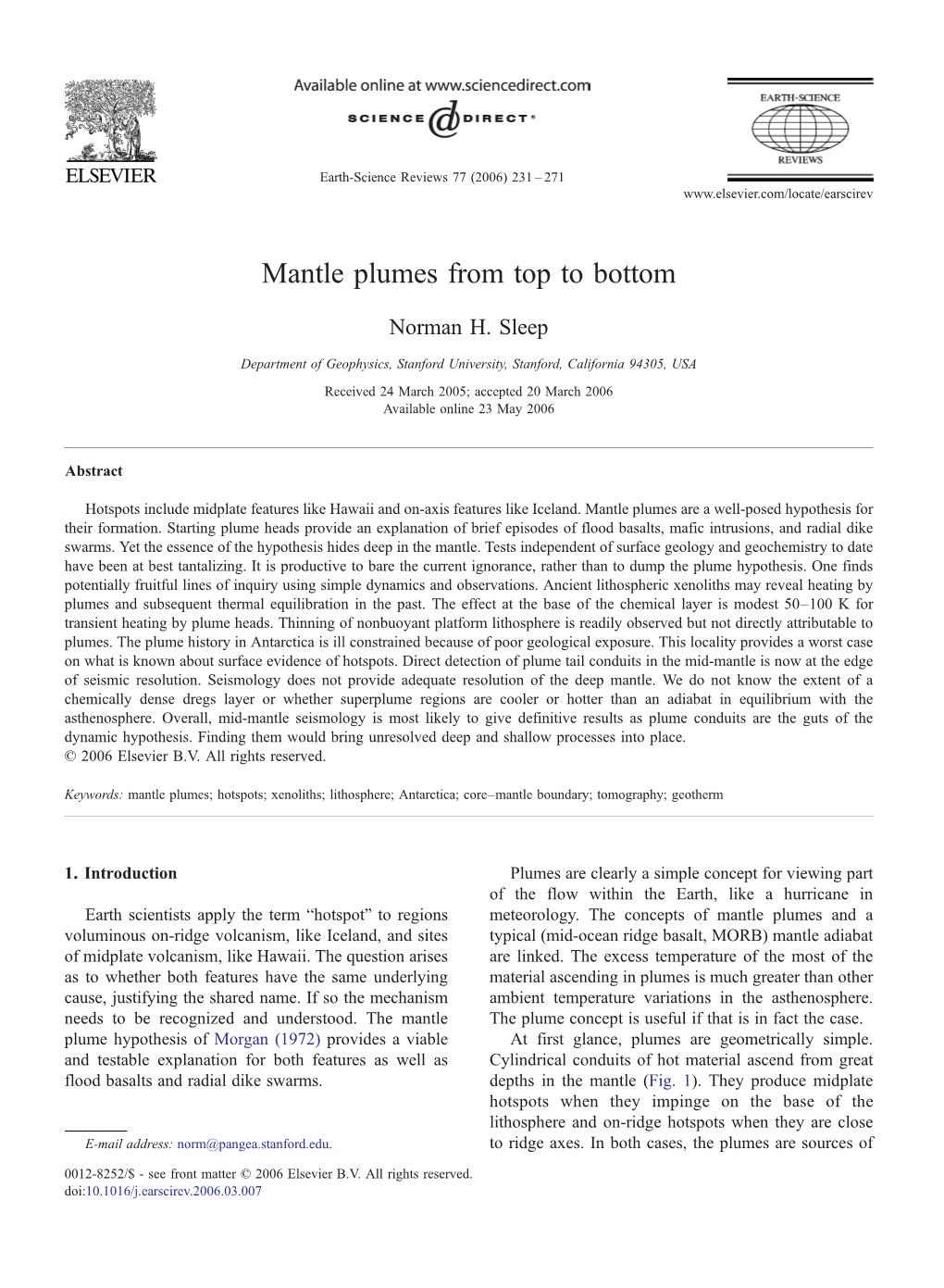 Mantle Plumes from Top to Bottom