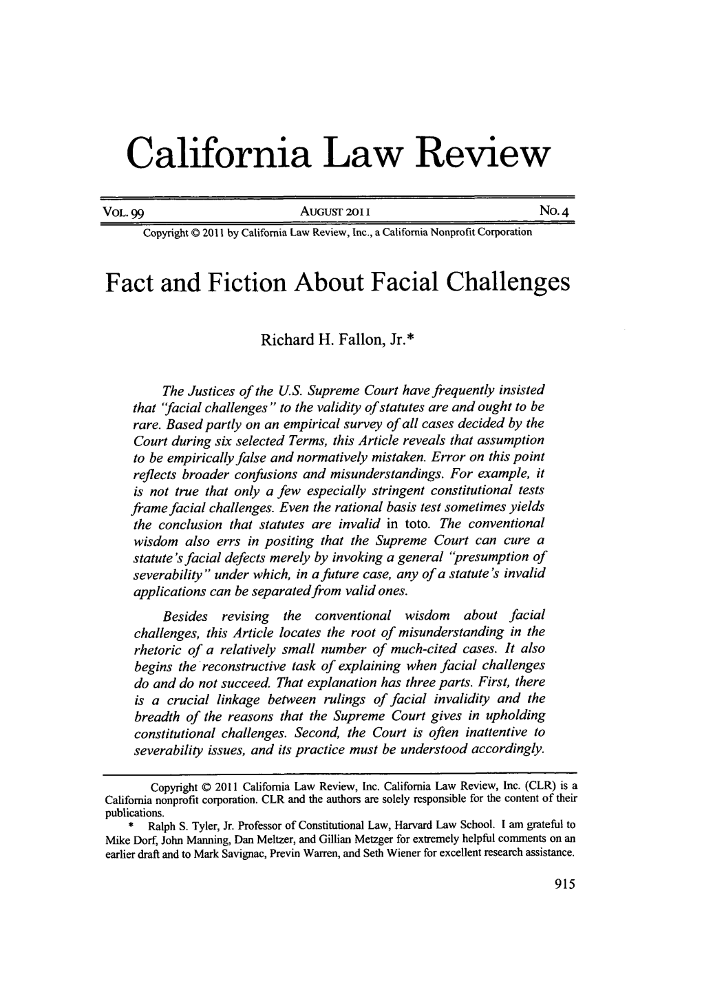 Fact and Fiction About Facial Challenges