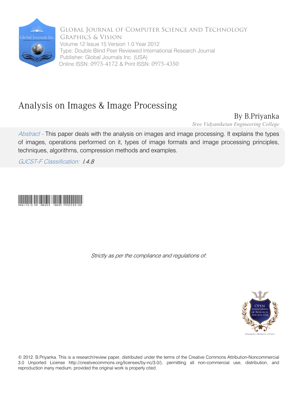 Analysis on Images & Image Processing