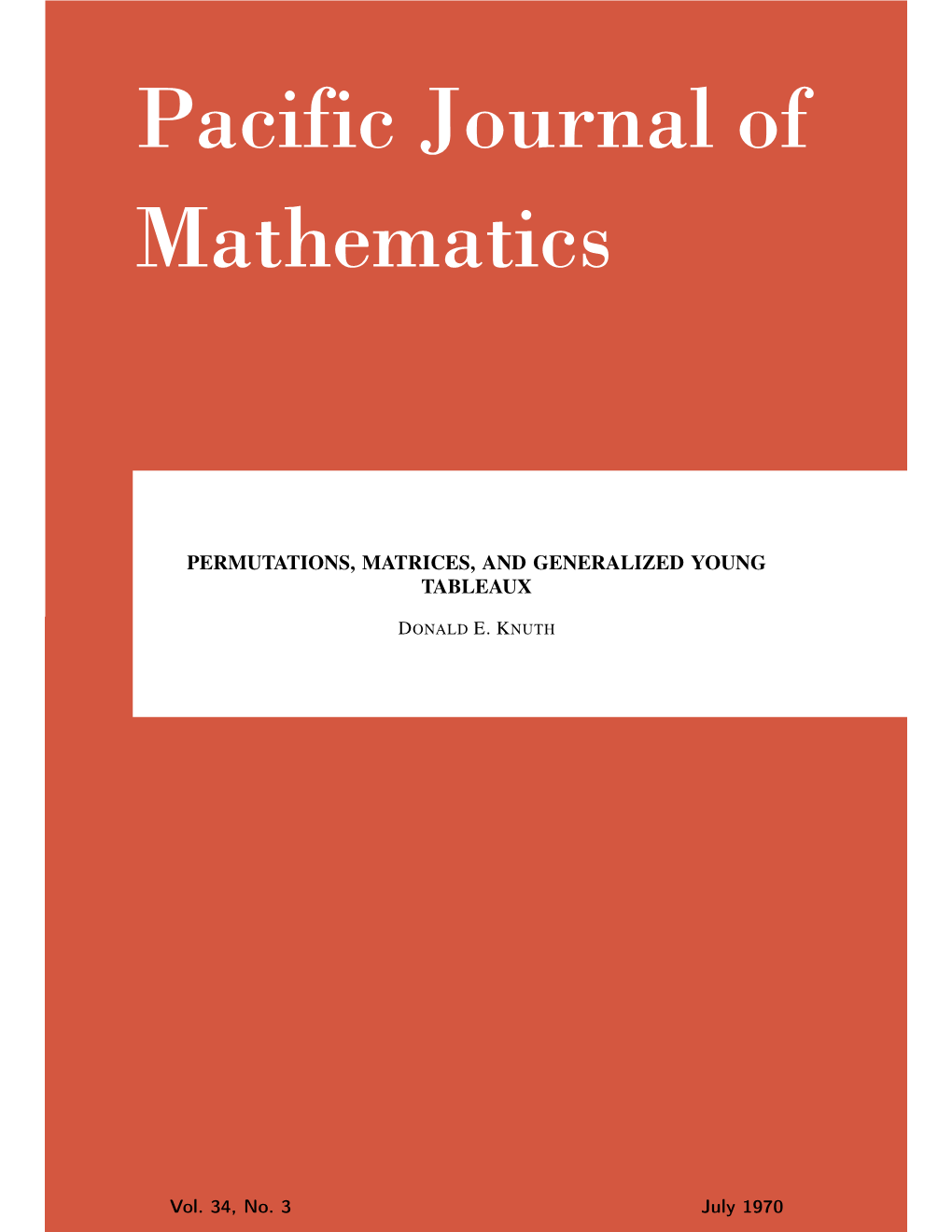 PACIFIC JOURNAL of MATHEMATICS Vol