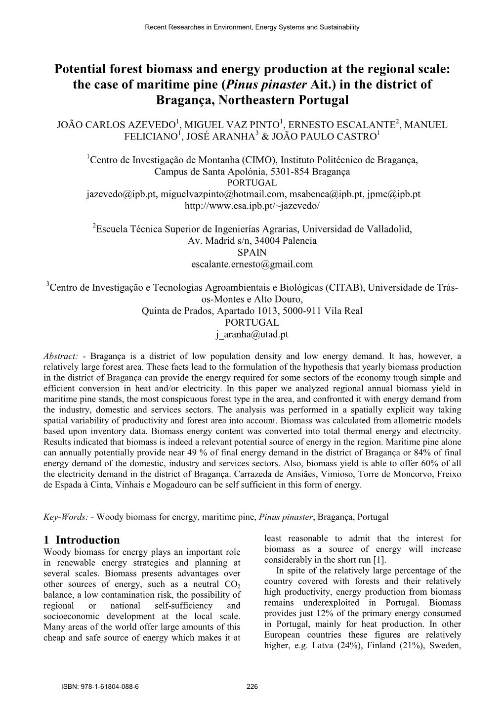 Potential Forest Biomass and Energy Production at the Regional