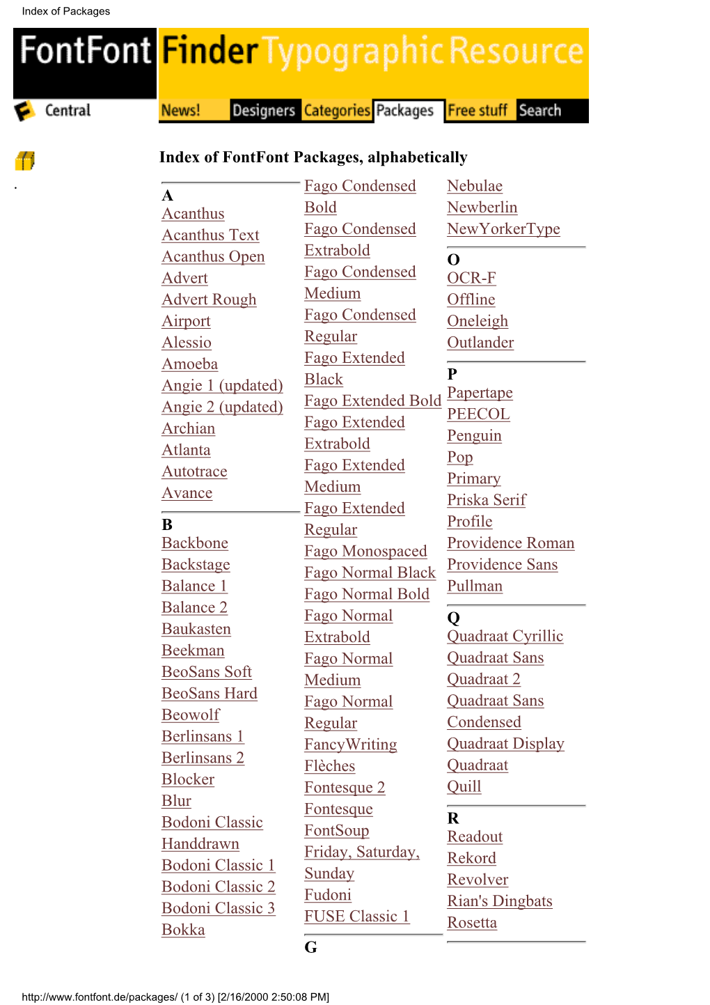 Index of Packages