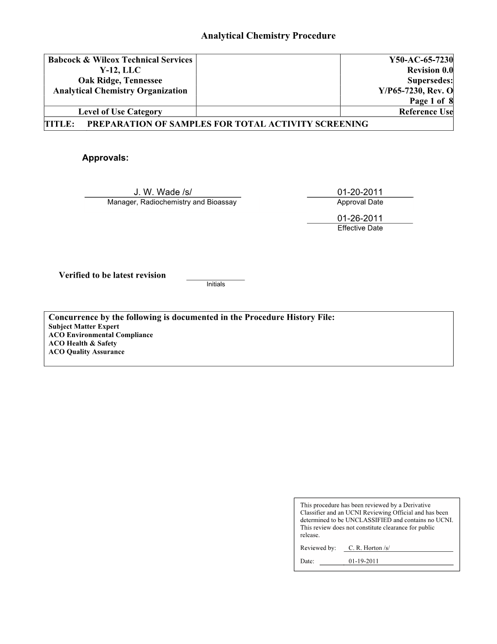 Analytical Chemistry Procedure