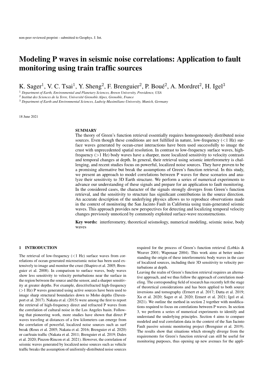 Modeling P Waves in Seismic Noise Correlations: Application to Fault Monitoring Using Train Trafﬁc Sources