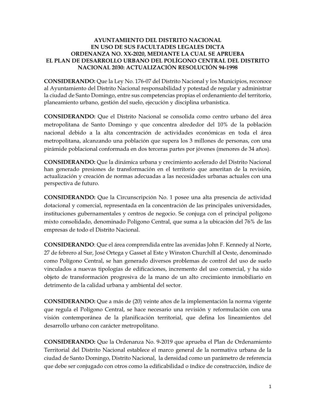 Borrador Ordenanza Regulatoria Polígono Central 94-98