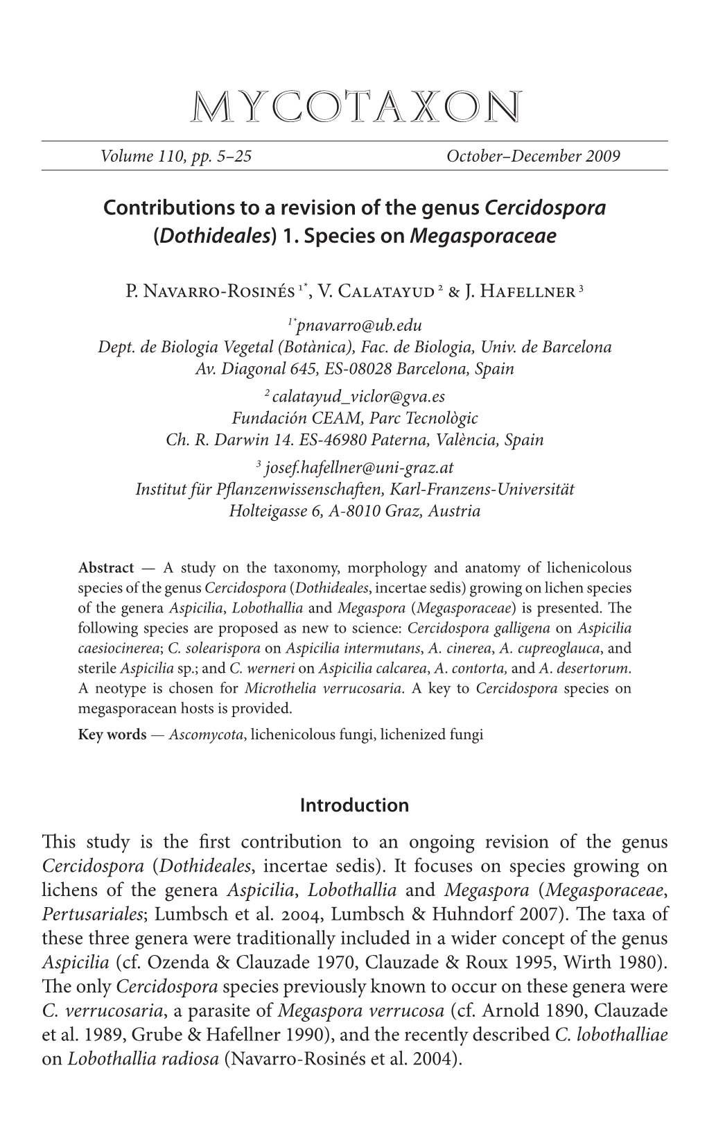 MYCOTAXON Volume 110, Pp